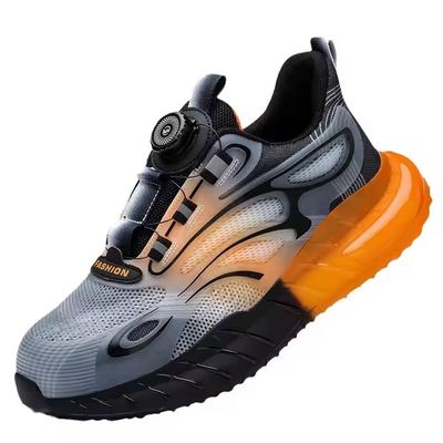 شراء Summer BOA Rotating Button Work Shoes KPU Flying Knit Comfortable Safety Shoes Kevlar Anti-stab TPU Popcorn Shoe Sole Work Shoes online manufacture