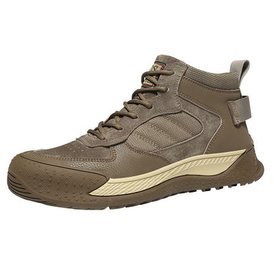 شراء Beige Suede Industrial Safety Shoes Khaki Anti-smashing Steel Toe Work Shoes Bulletproof Kevlar Mid Sole Rubber Sole online manufacture